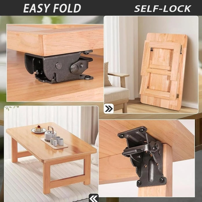 Space-Saving Steel Hinges | Foldable Bracket Set for Table & Cabinet (4 Pieces)