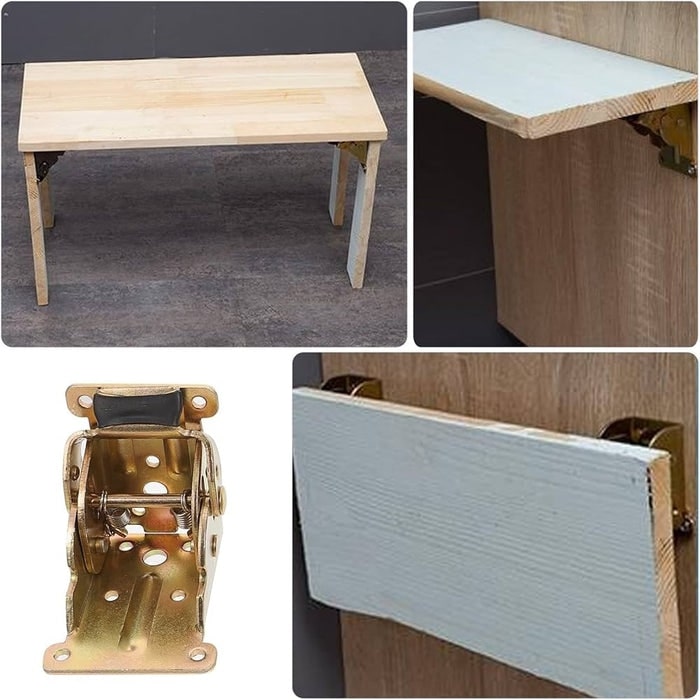 Space-Saving Steel Hinges | Foldable Bracket Set for Table & Cabinet (4 Pieces)