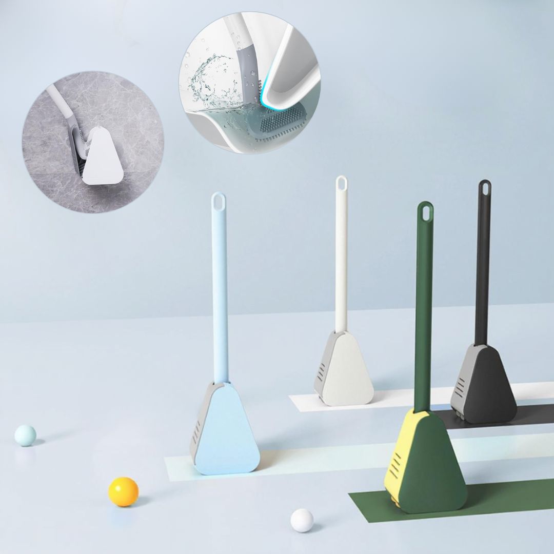 Sleek Silicone Toilet Brush with Space-Saving Holder