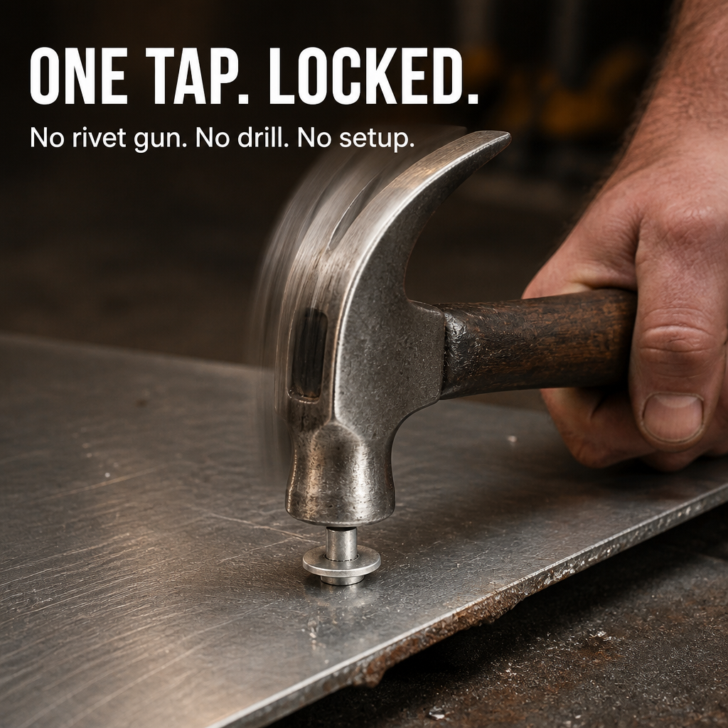 IronClench™ Hammer Rivets — One Tap Locks Repairs Tight, Fast, and Forever