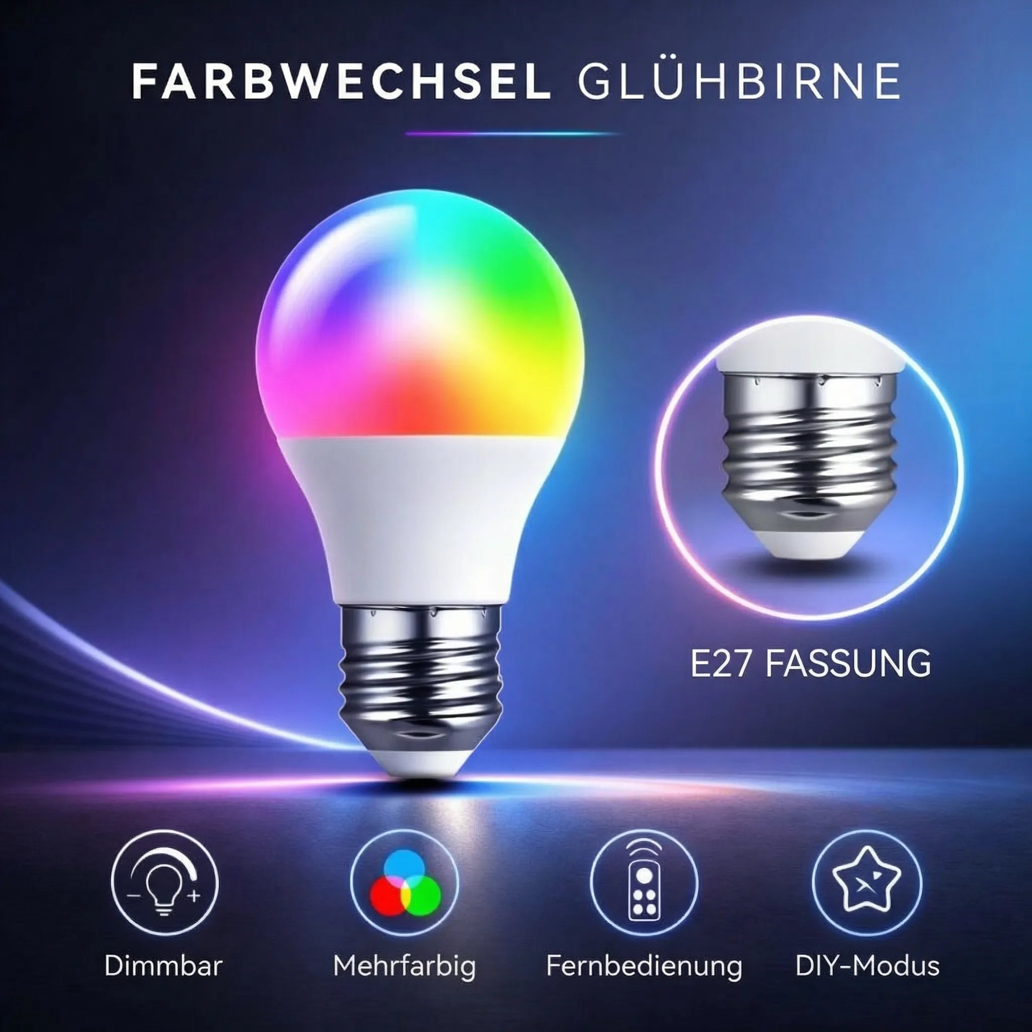 Colorful E27 LED Light Bulb with Remote Control