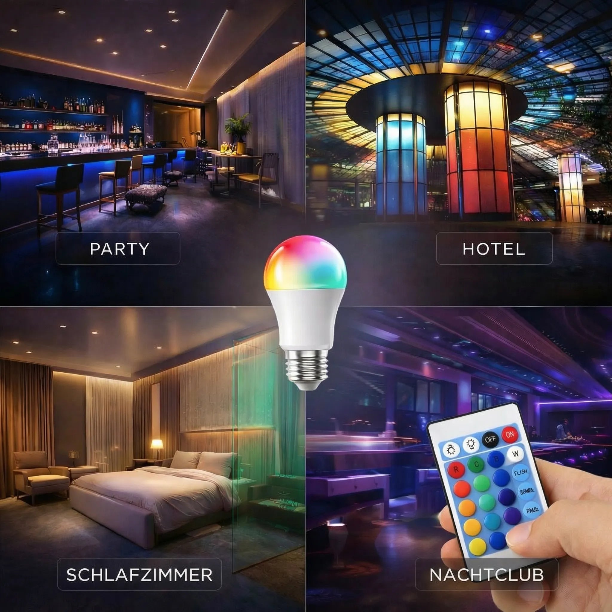 Colorful E27 LED Light Bulb with Remote Control
