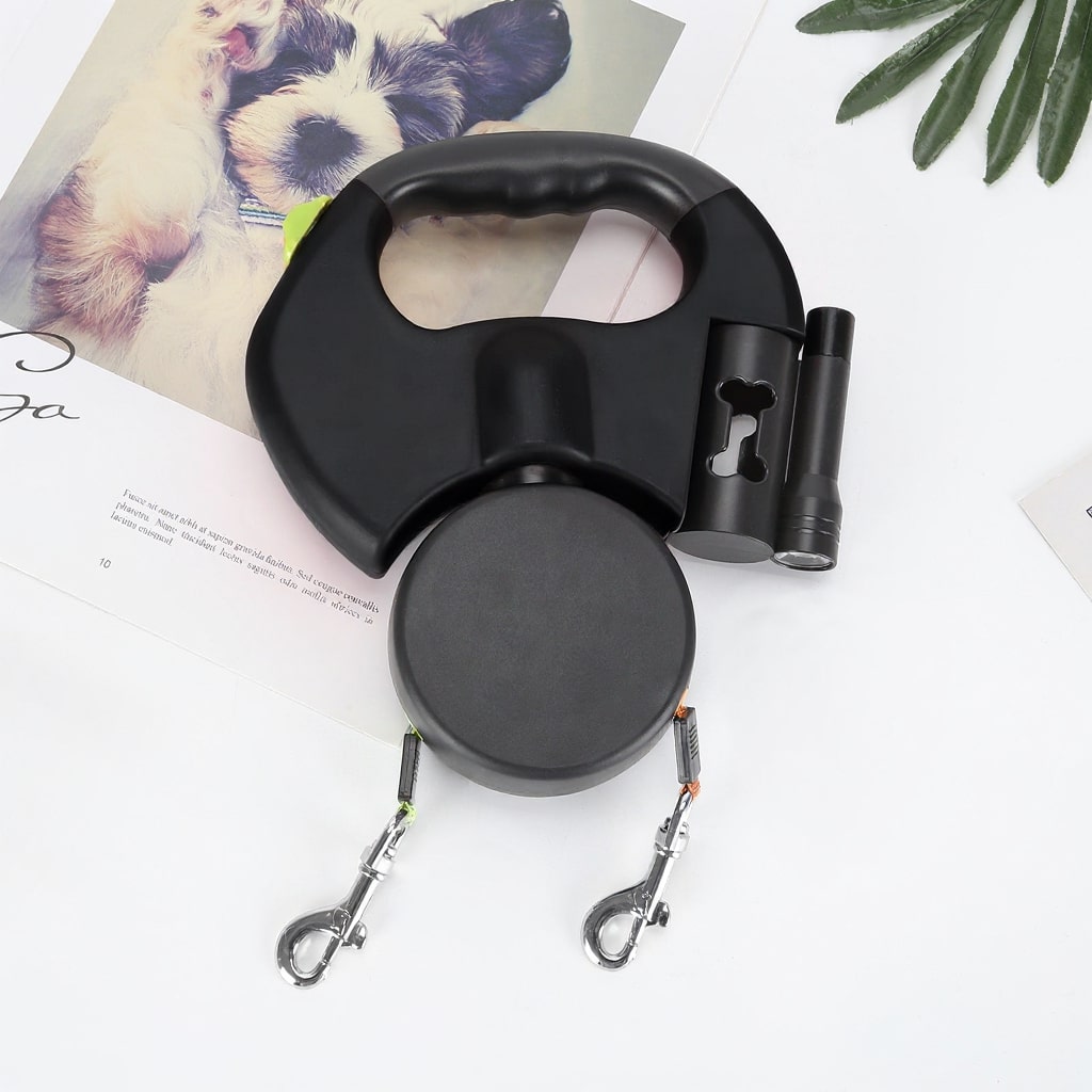 Dual Leash with Poop Bag Holder & LED Light | PetNavigator
