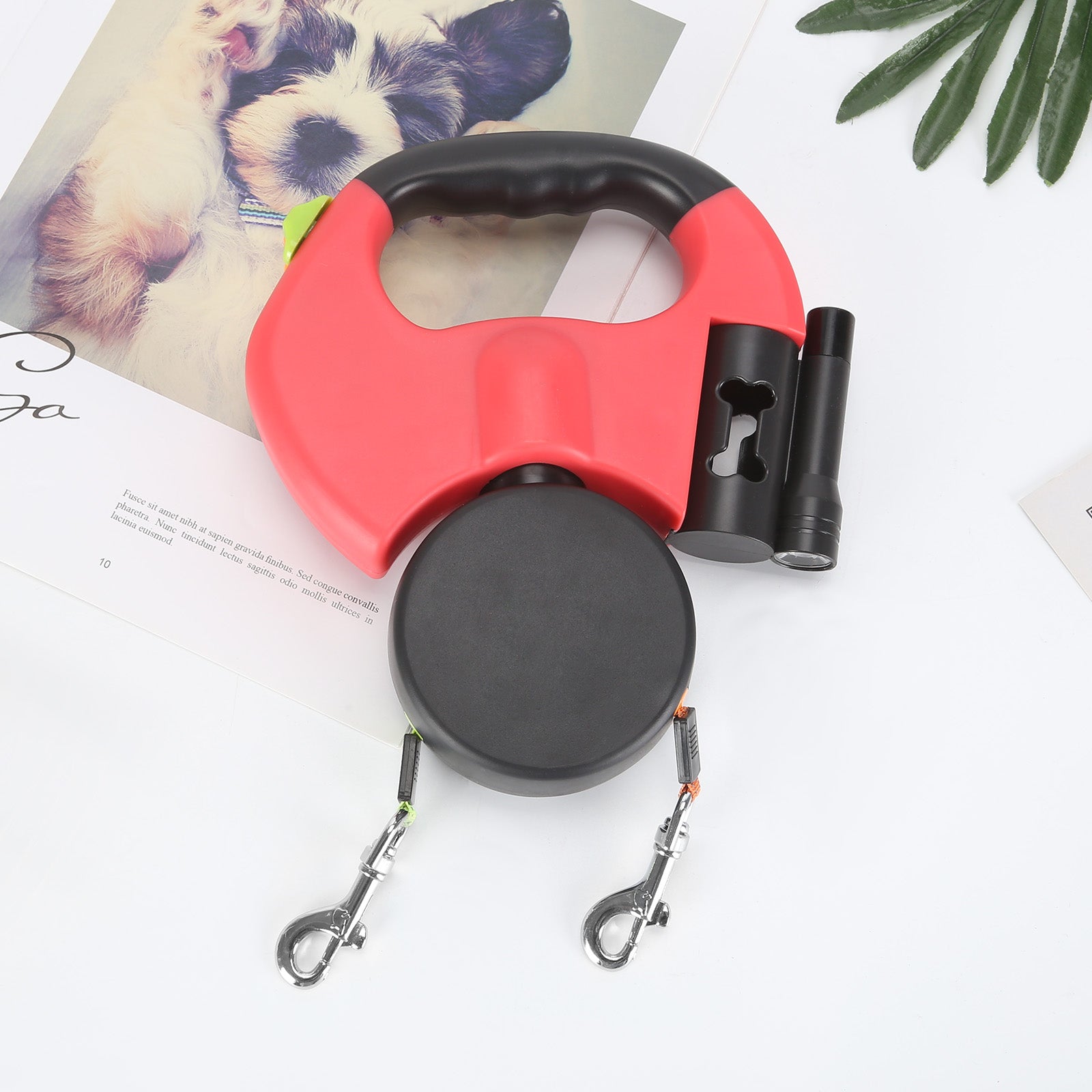 Dual Leash with Poop Bag Holder & LED Light | PetNavigator
