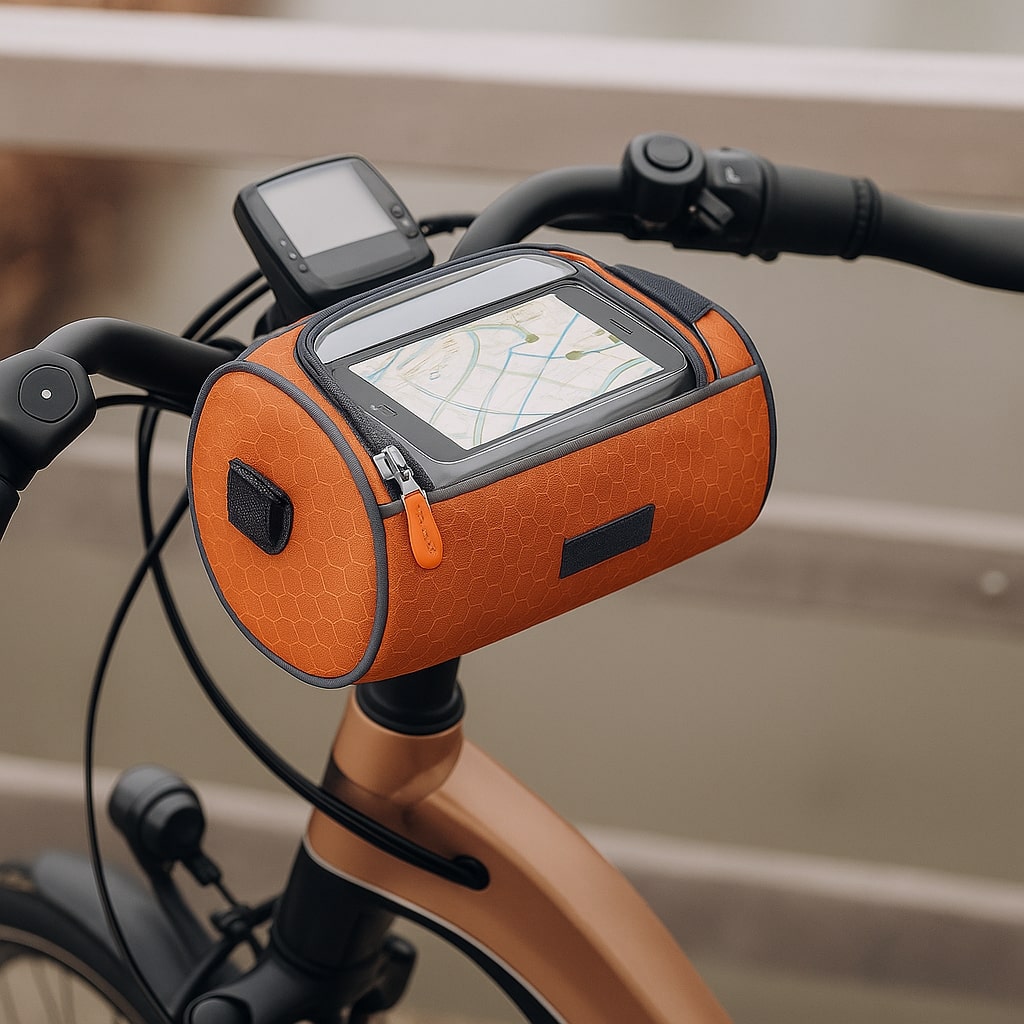 All-Weather Bicycle Handlebar Pouch with Touchscreen Access