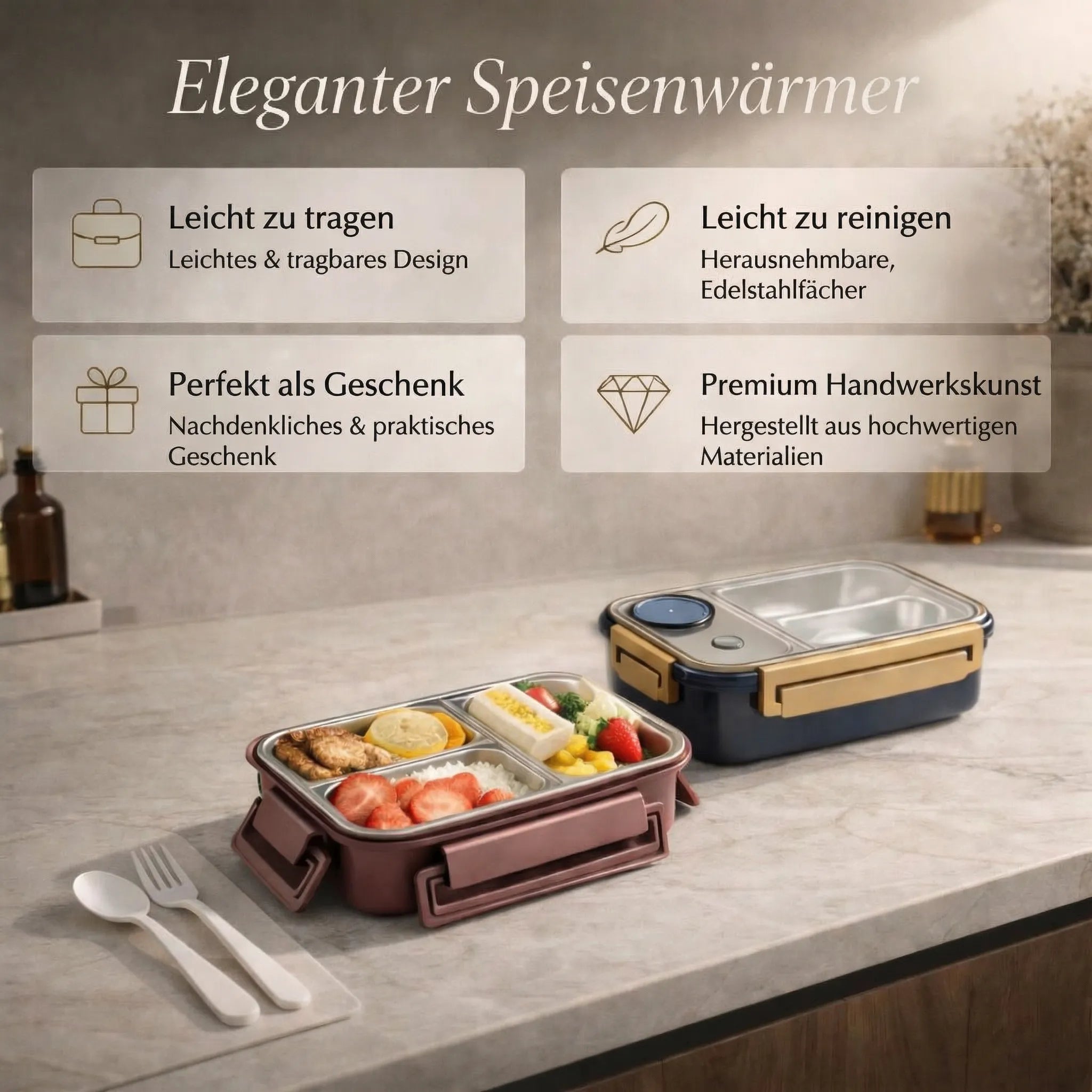 SmartSeal Meal Container | Stainless Steel Lunchbox with Dividers