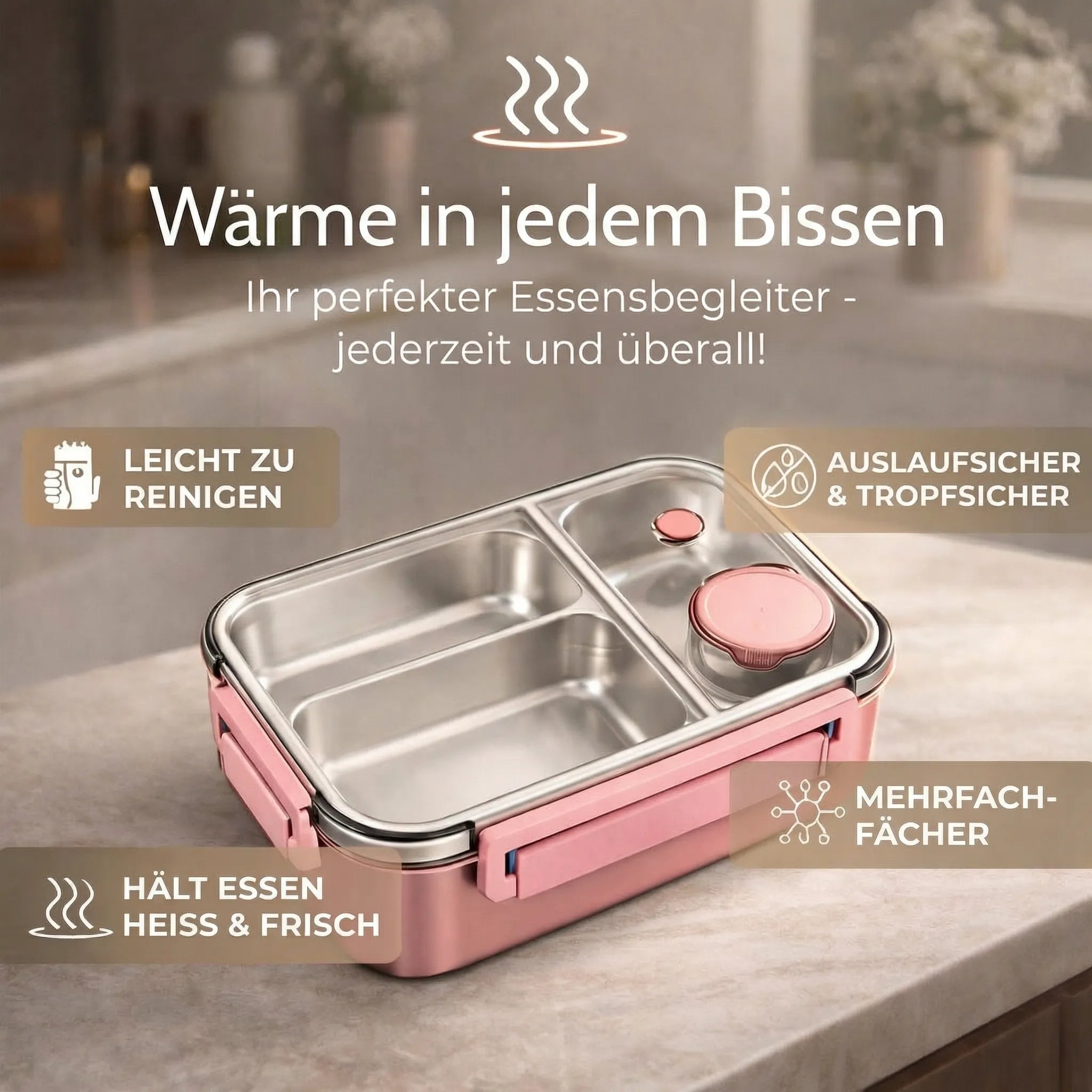 SmartSeal Meal Container | Stainless Steel Lunchbox with Dividers