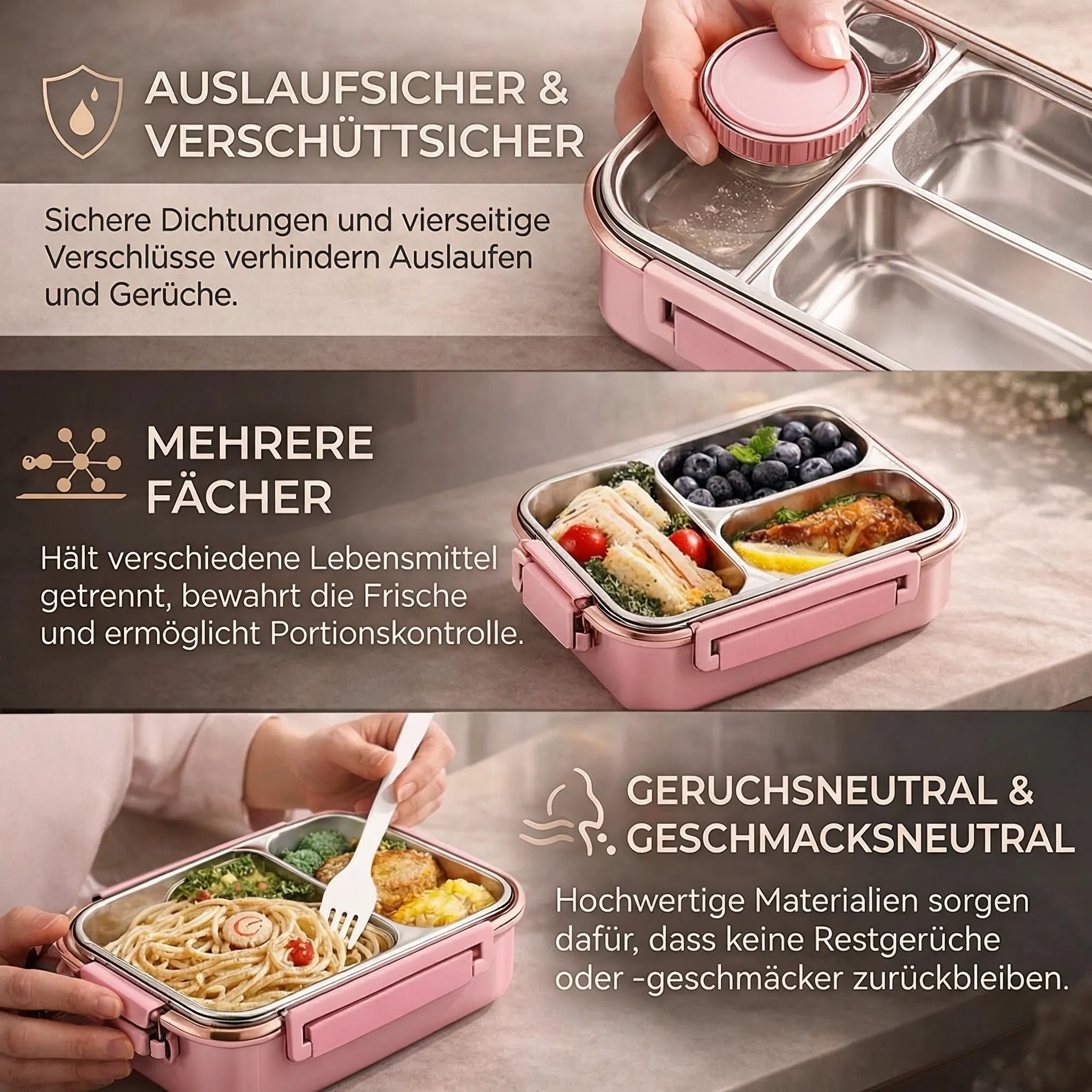 SmartSeal Meal Container | Stainless Steel Lunchbox with Dividers
