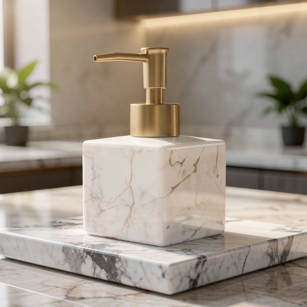 Elegant Marble Soap Dispenser for Kitchen and Bathroom