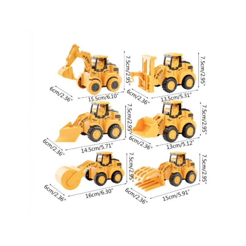 Durable Plastic Construction Vehicle Collection – Set of 6