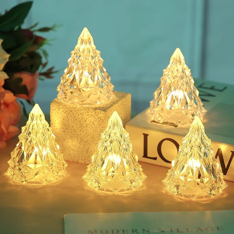 Illuminated Crystal Christmas Trees | Set of 5 Decorative Lights