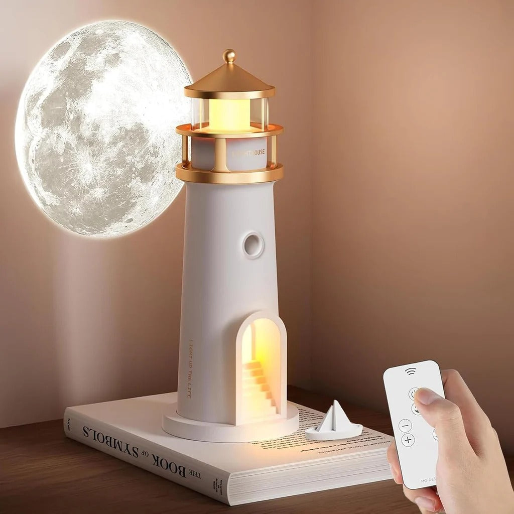 Serene Lighthouse Projection Lamp with Bluetooth Speaker