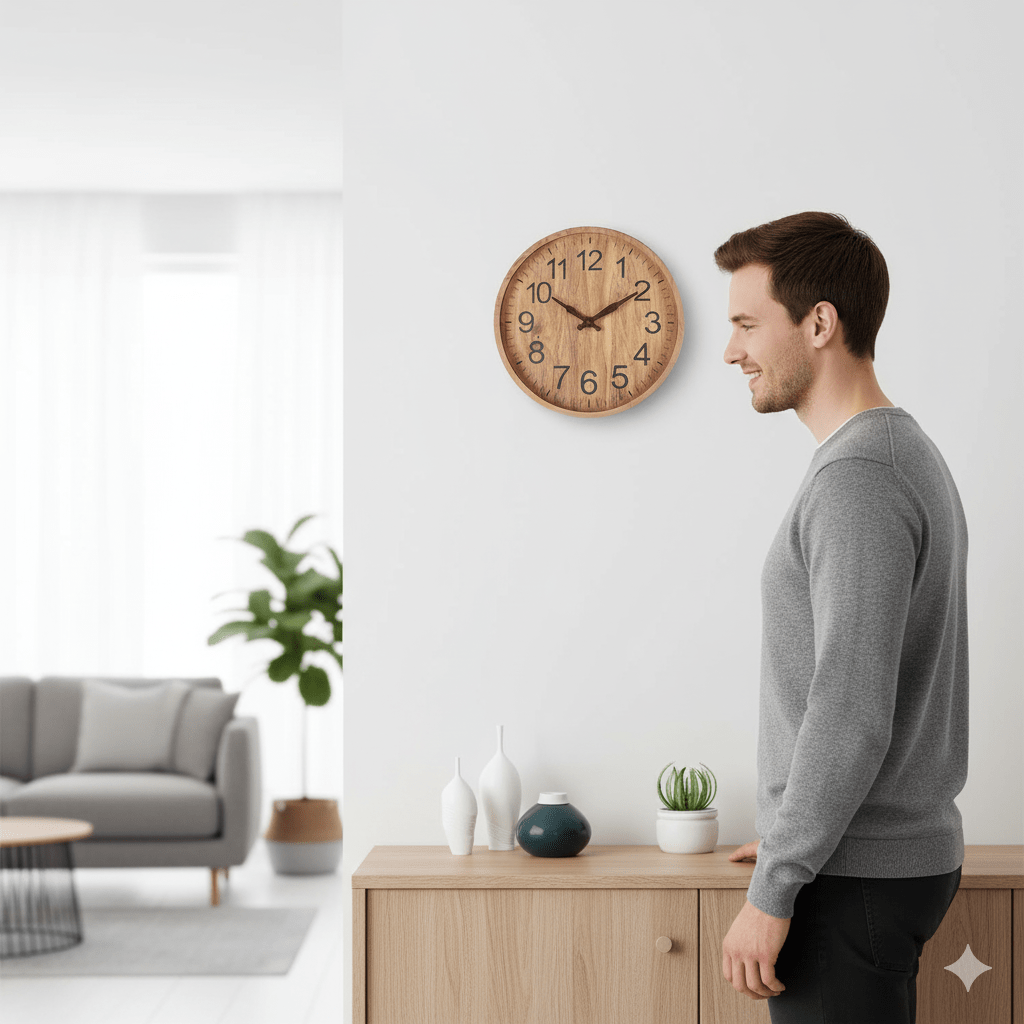 30 cm Wooden Wall Clock – Quiet Mechanism