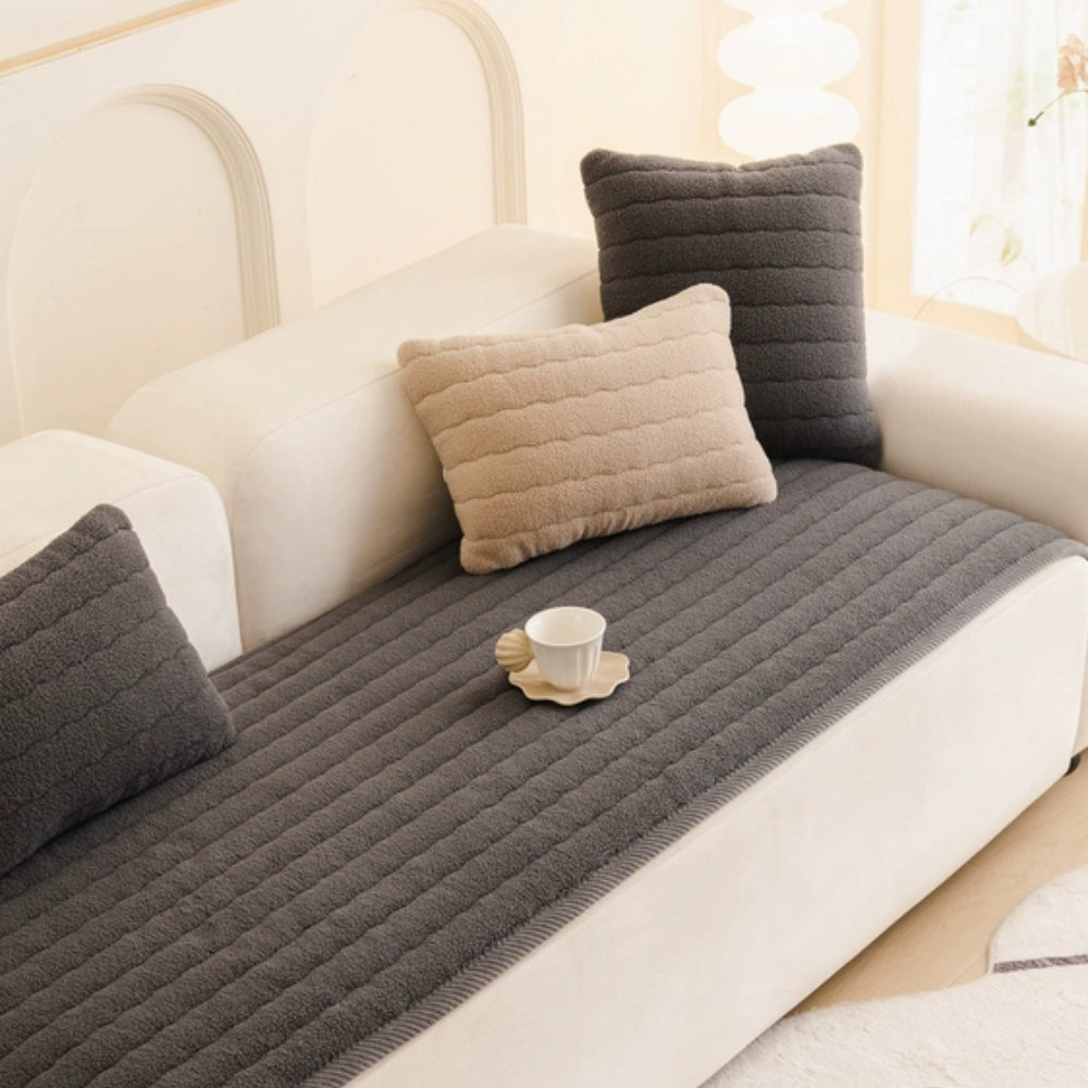 Luxurious Plush Sofa Cover | Cozy Protection for Your Furniture