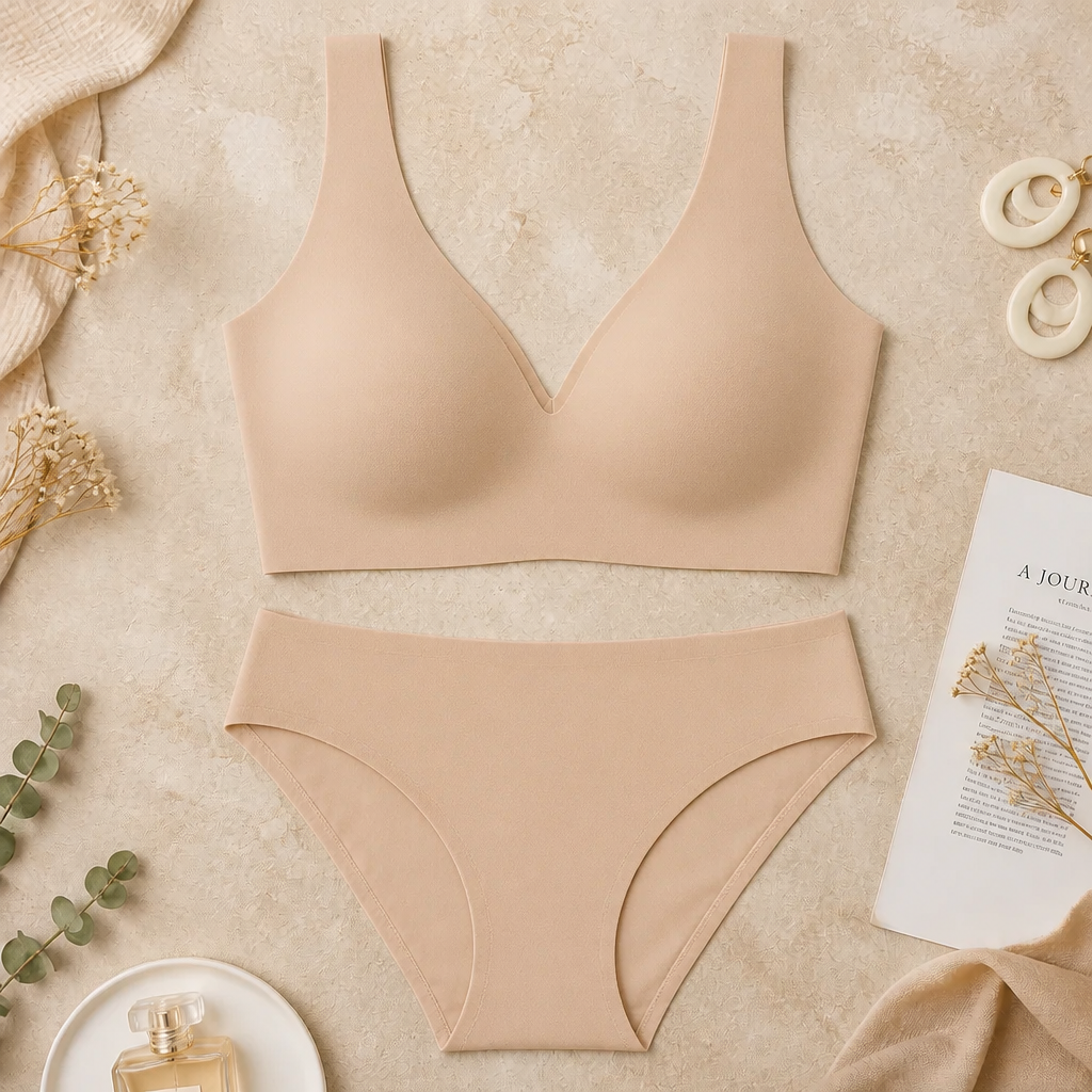 VeloraLift™ – Seamless Wire-Free Comfort Bra with Plunge V-Neck