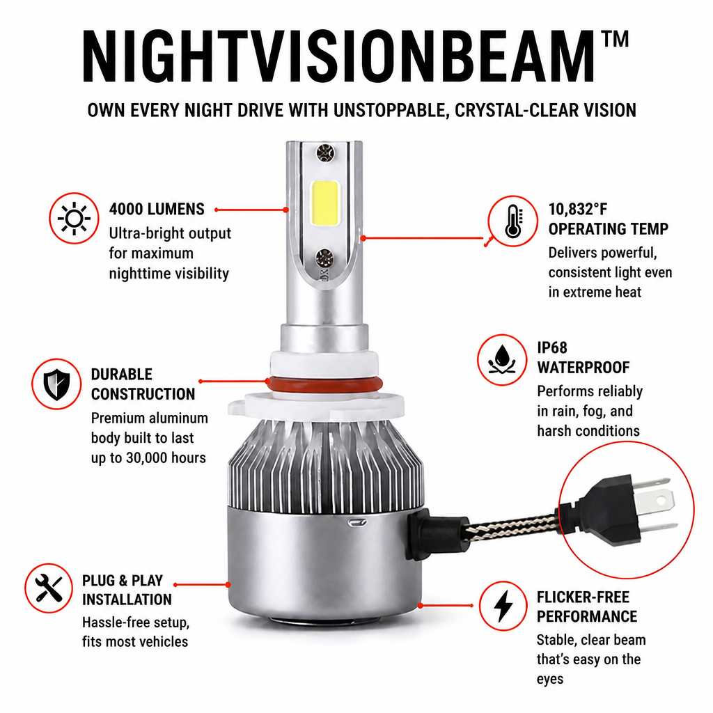 NightVisionBeam™ — Own Every Night Drive with Unstoppable, Crystal-Clear Vision