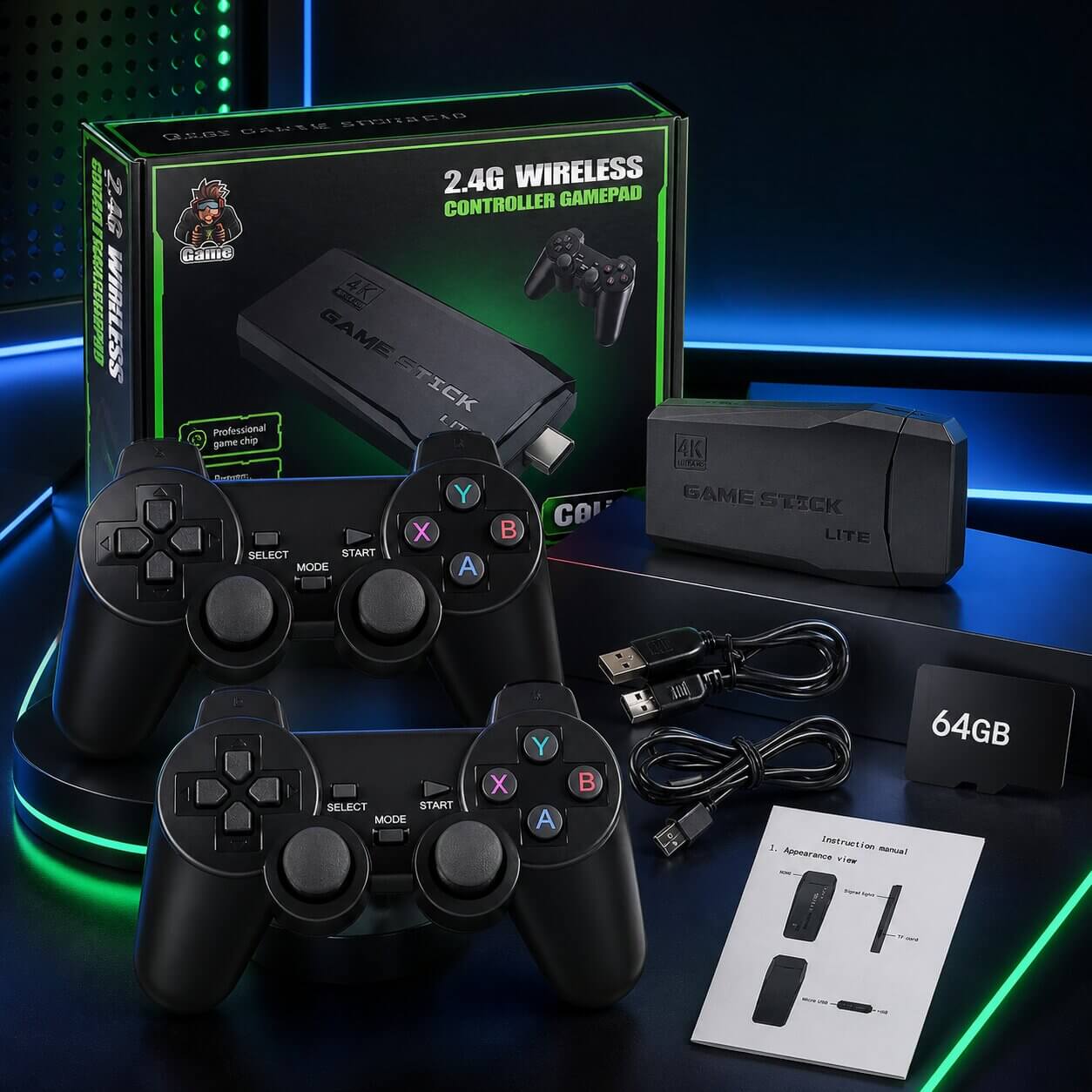 Classic Gaming Console with Dual Wireless Controllers | 4K Experience