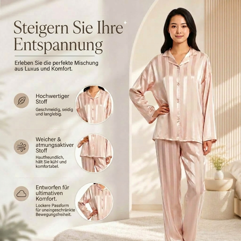 Luxurious Satin Pajama Set for Women | Elegant Sleepwear