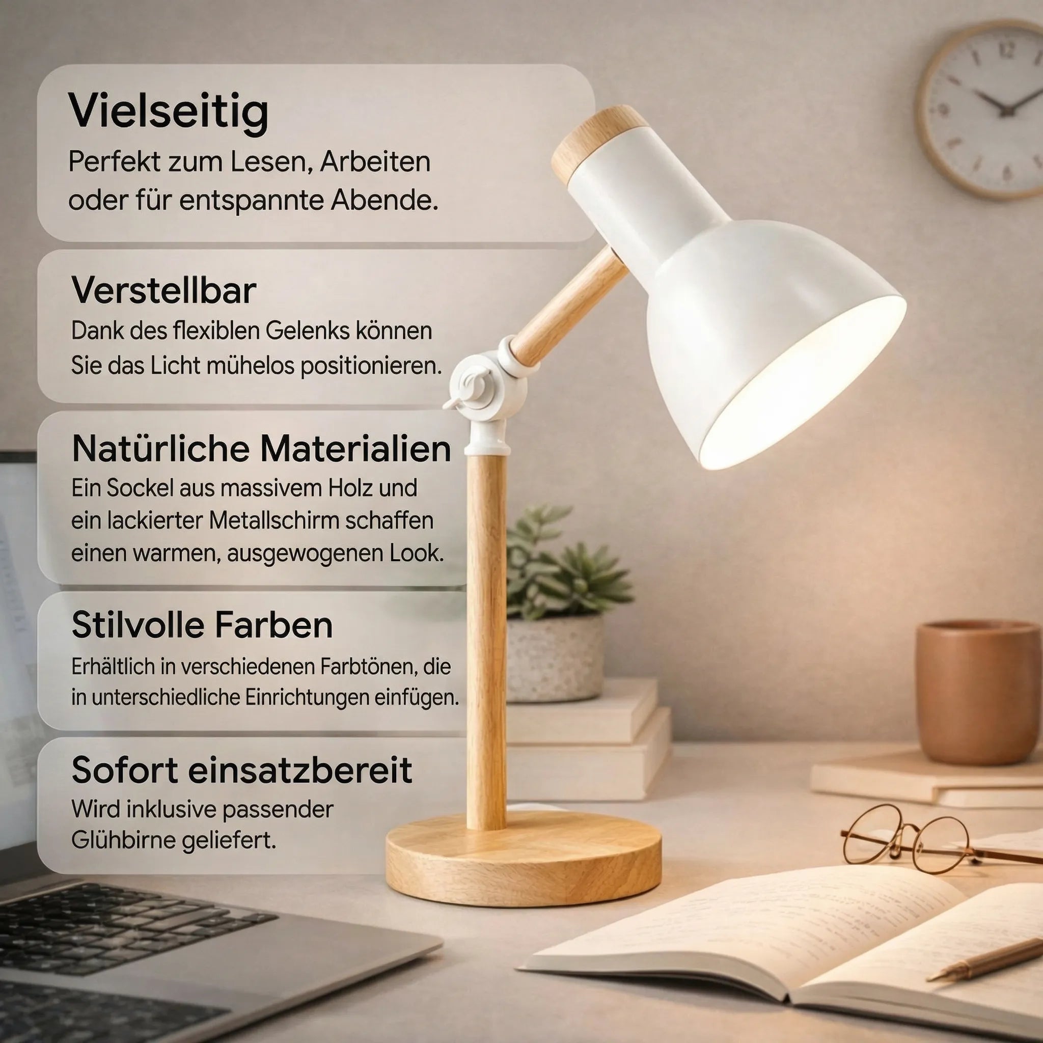 Wooden Desk Lamp | Adjustable Lighting for Any Space