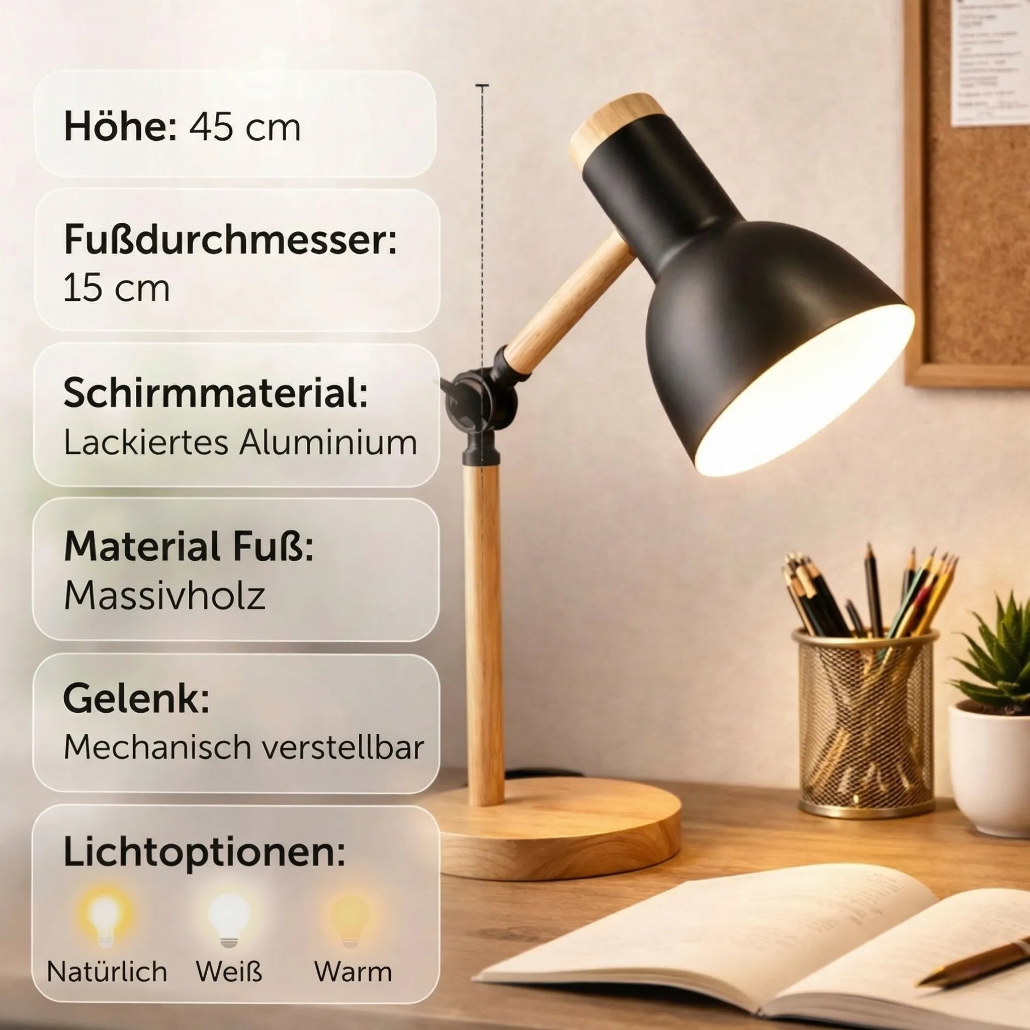 Wooden Desk Lamp | Adjustable Lighting for Any Space