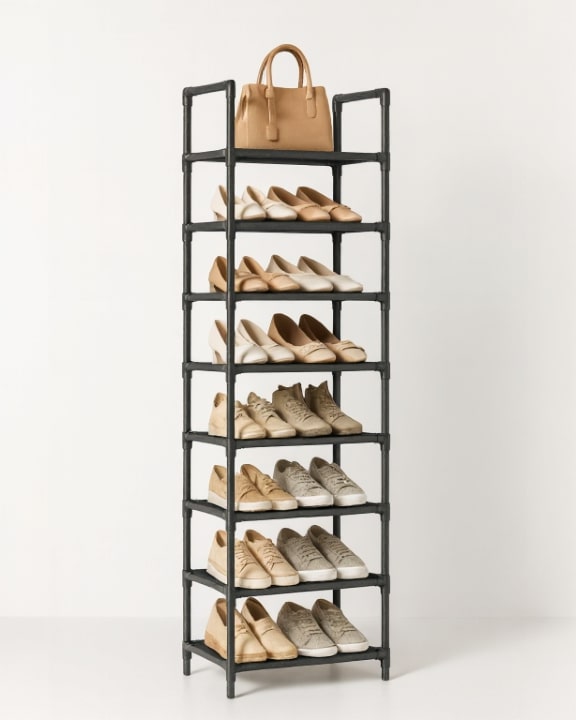Slim Metal Shoe Rack | Space-Saving Storage Solution