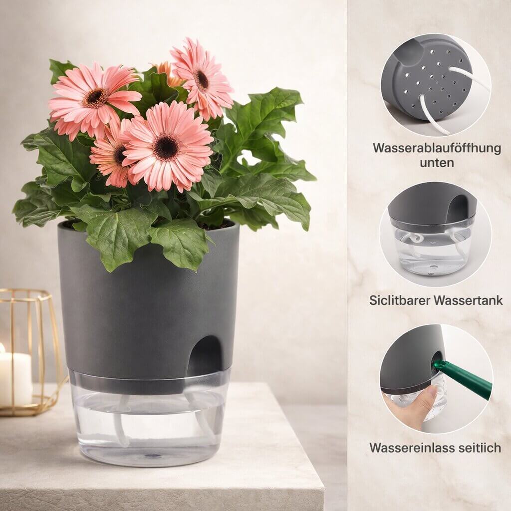 Self-Watering Plant Pot with Reservoir for Indoor & Outdoor Use