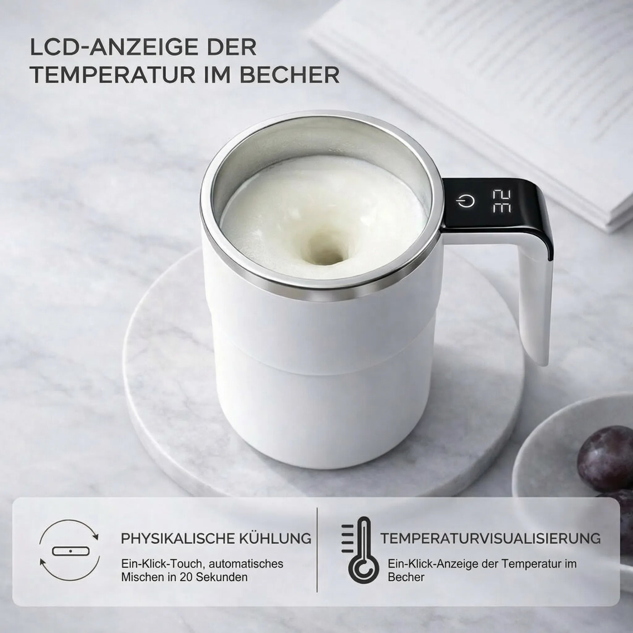 Smart Mixing Mug with LCD Display & USB Rechargeable Technology