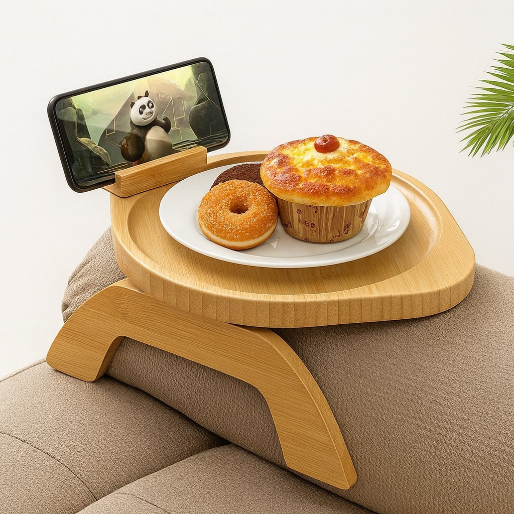 Compact Wooden Armrest Table for Your Sofa