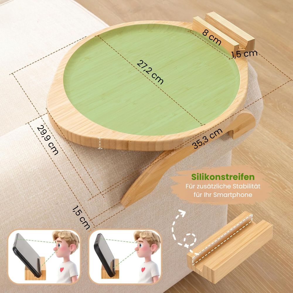 Compact Wooden Armrest Table for Your Sofa