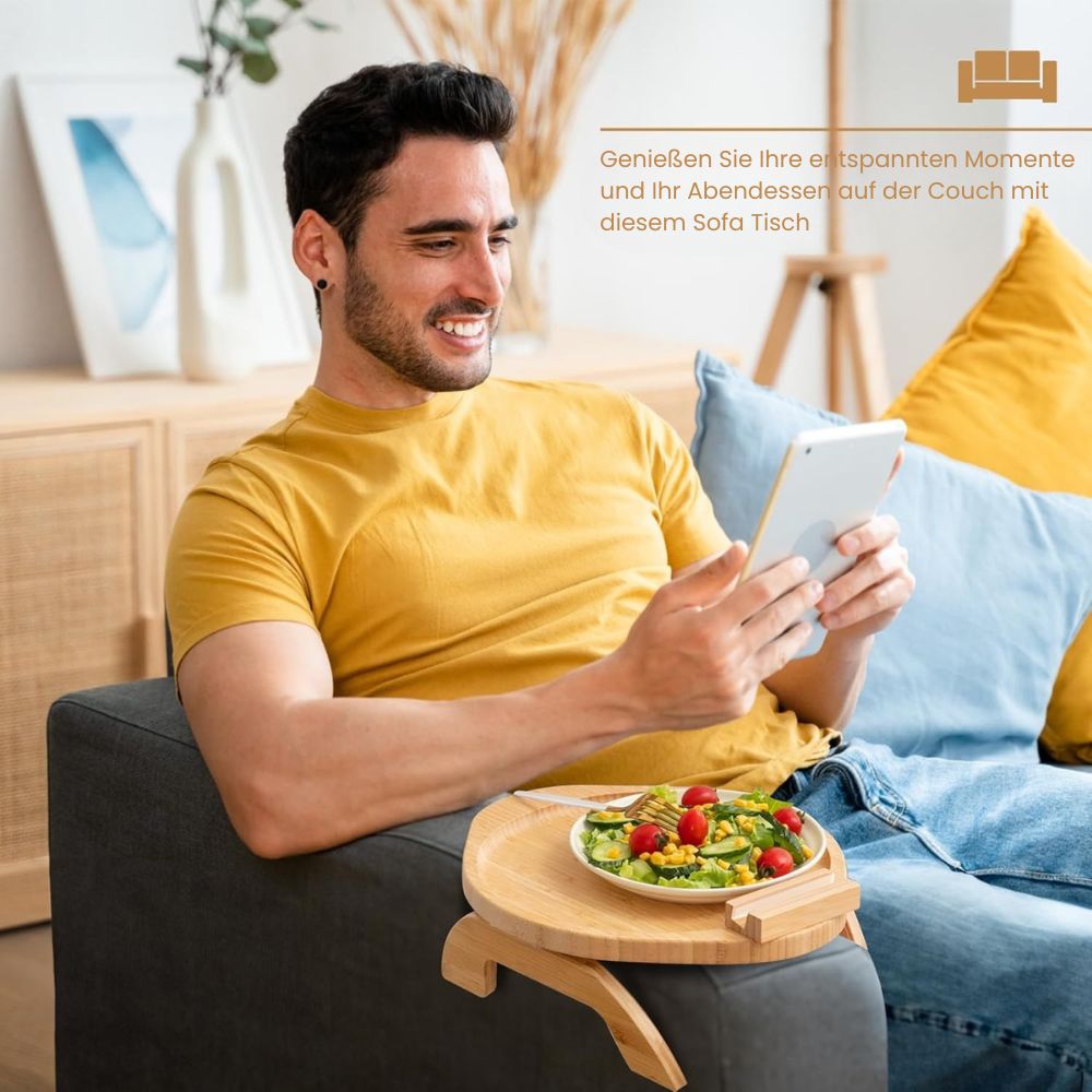 Compact Wooden Armrest Table for Your Sofa