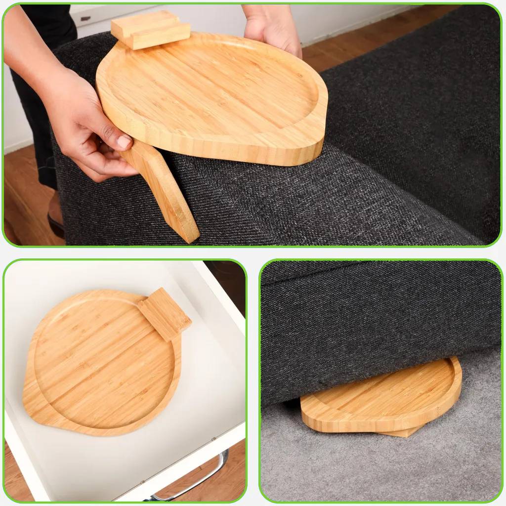 Compact Wooden Armrest Table for Your Sofa