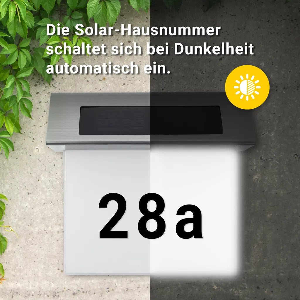 Illuminated Solar House Number with LED Lights - No Wiring Needed