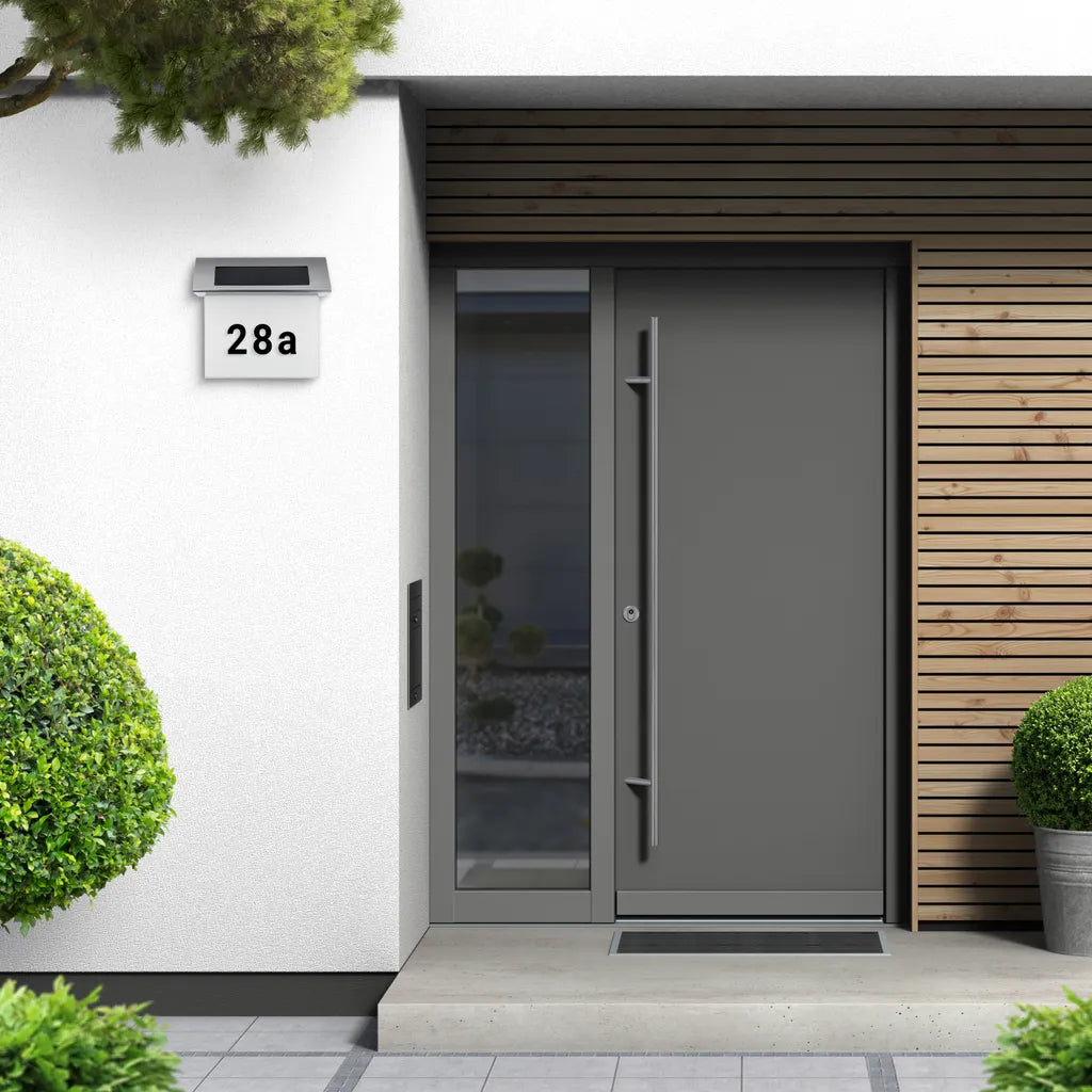 Illuminated Solar House Number with LED Lights - No Wiring Needed