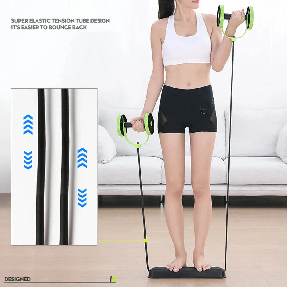 Compact Home Fitness System with Resistance Bands
