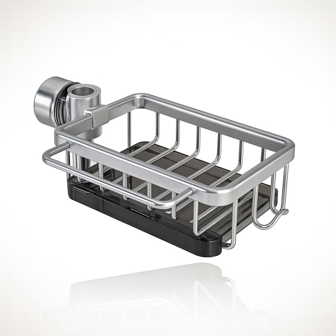 Smart Sink Organizer | Elegant Black & Silver Storage Solution