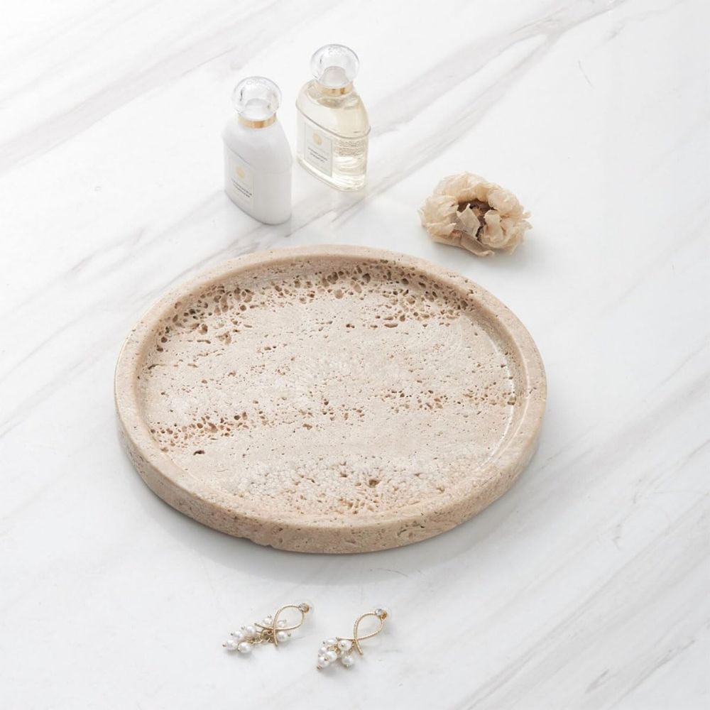 Elegant Round Natural Stone Tray for Stylish Decor