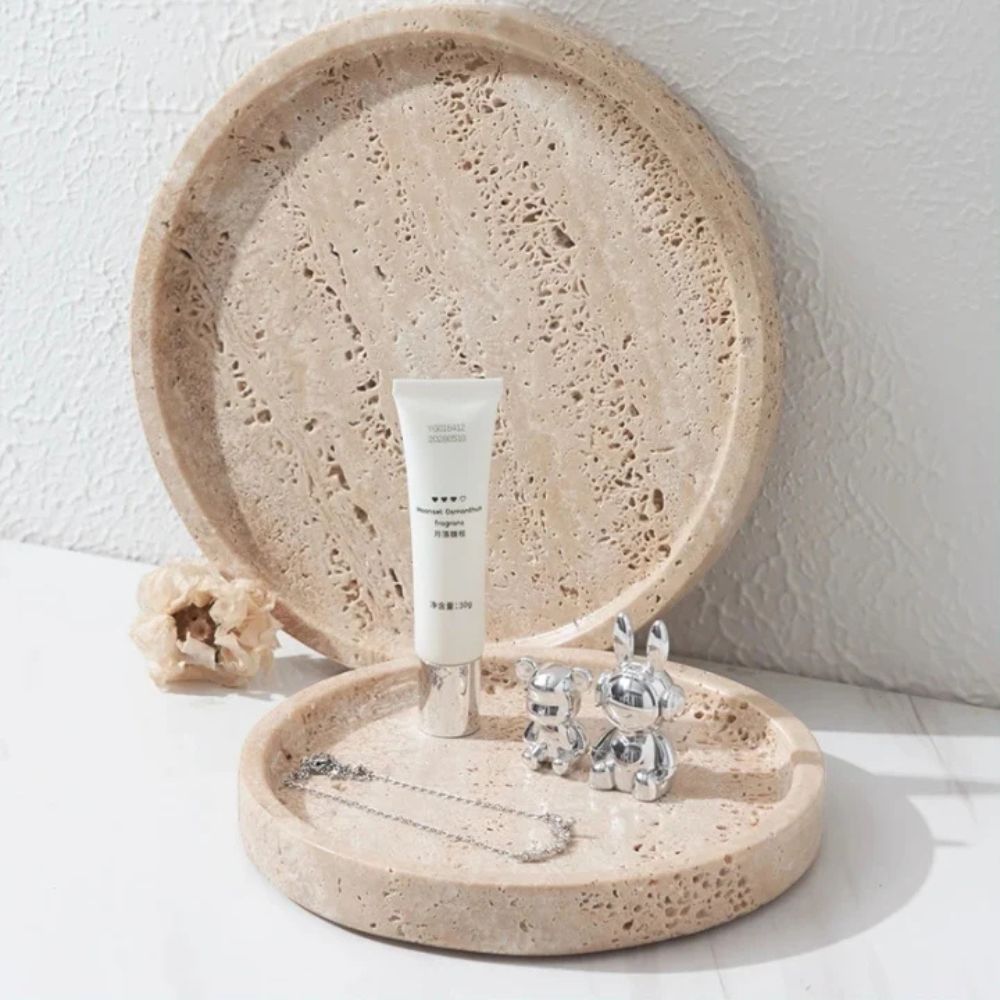 Elegant Round Natural Stone Tray for Stylish Decor