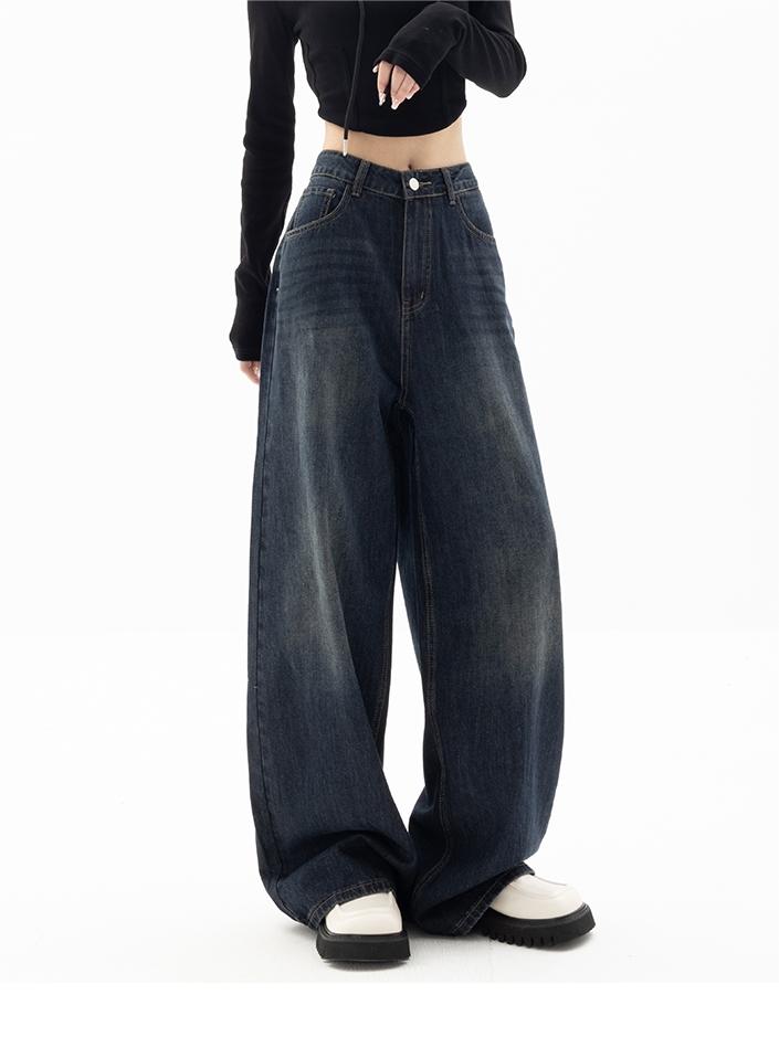 Retro-Inspired Loose-Fit Blue Denim Jeans