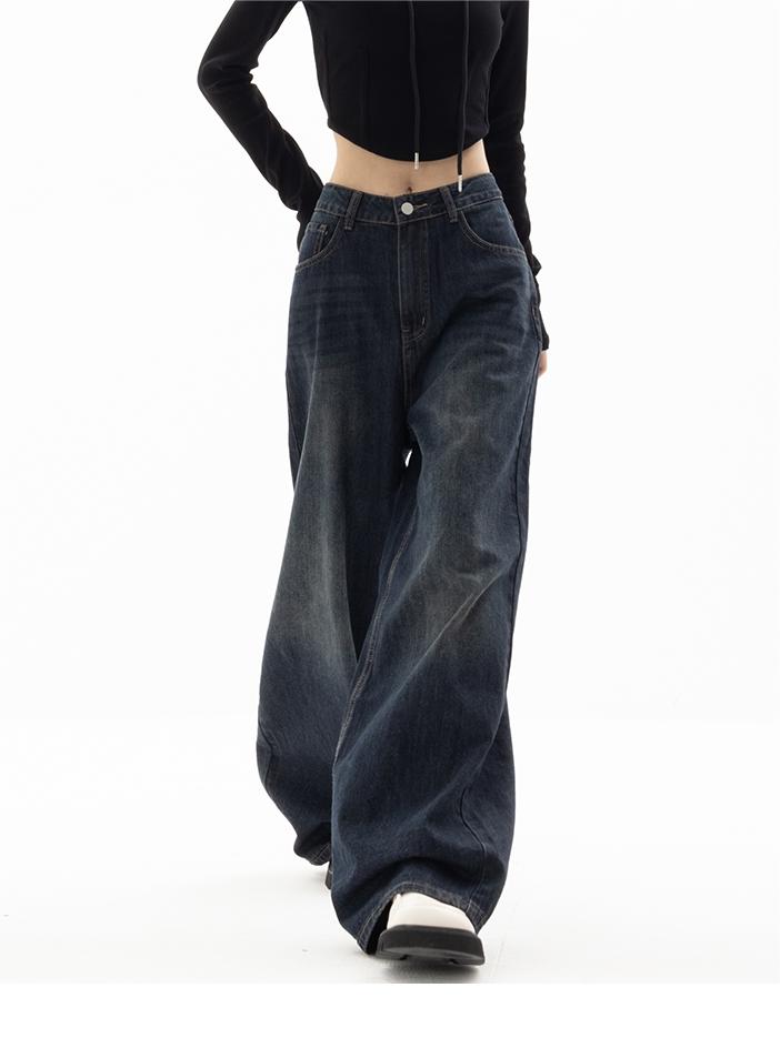 Retro-Inspired Loose-Fit Blue Denim Jeans