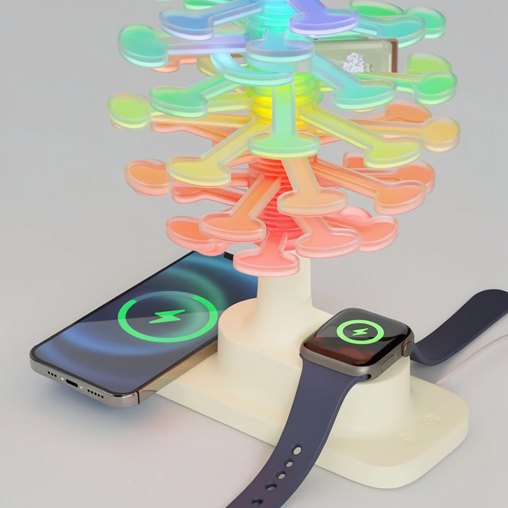 Stylish Desk Lamp with Wireless Charging | Spiral Tree Design