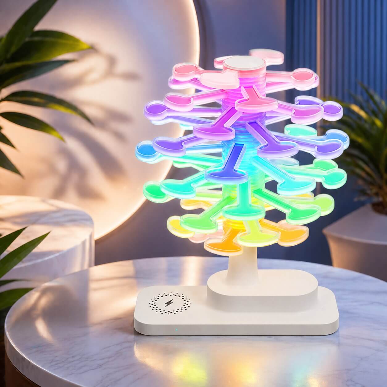 Stylish Desk Lamp with Wireless Charging | Spiral Tree Design