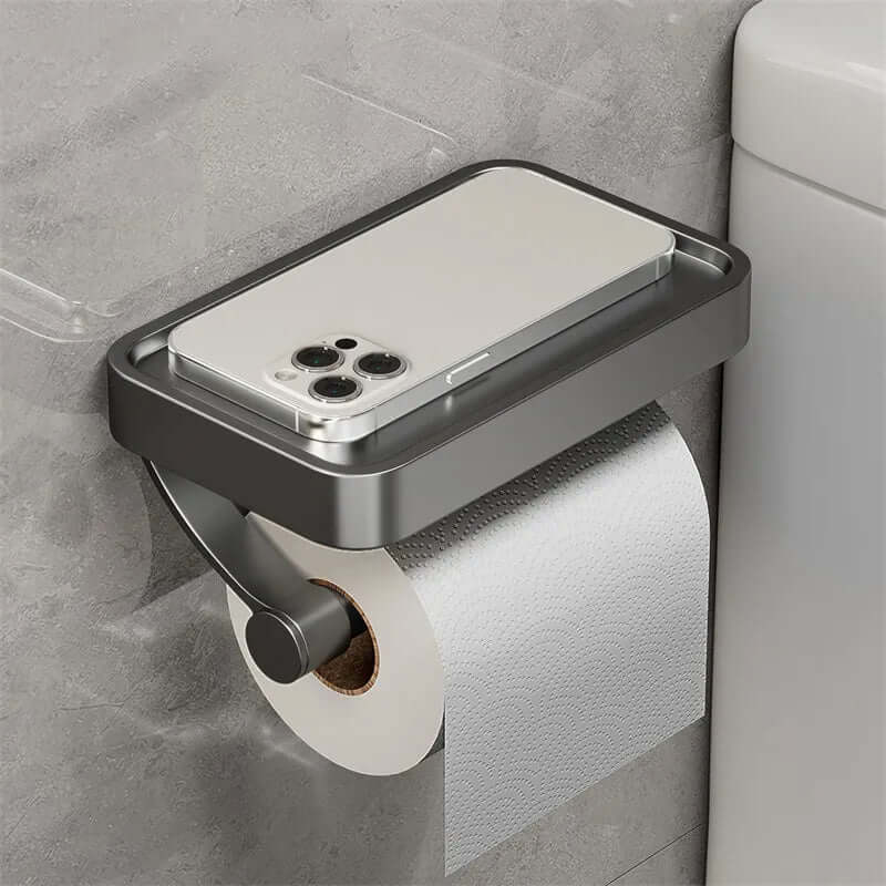 Stainless Steel Toilet Paper Holder with Storage Shelf