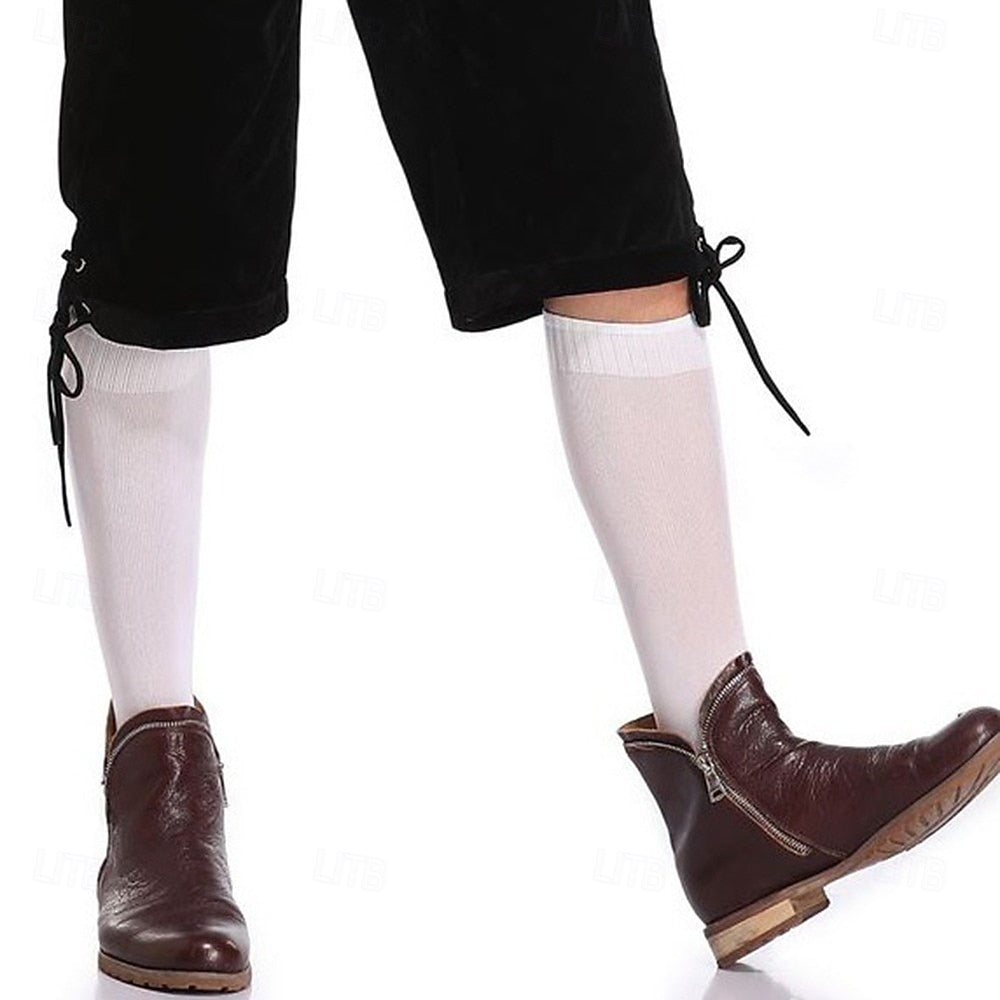 Traditional Bavarian Ensemble for Men | Complete Set with Lederhosen, Shirt, Socks & Hat