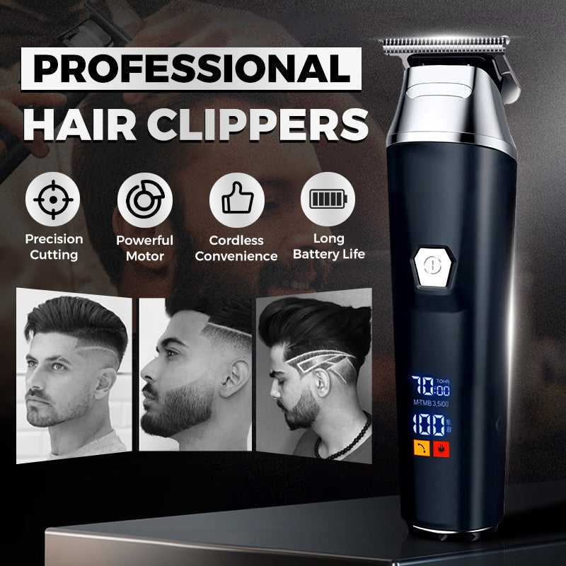 Precision Hair Clipper | Cordless Grooming Device with LED Display