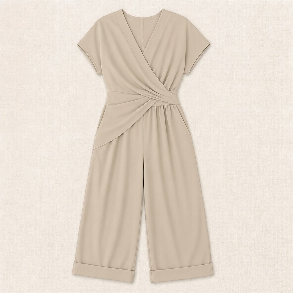 Caléa™ – Breezy Crossover Wrap Wide-Leg Summer Jumpsuit