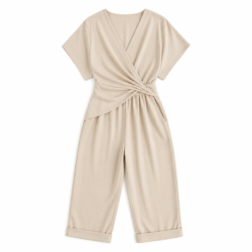 Caléa™ – Breezy Crossover Wrap Wide-Leg Summer Jumpsuit