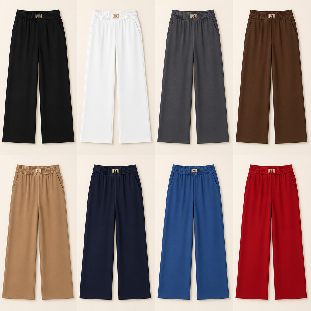 Verena™ – High-Waisted Smoothing Wide-Leg Pull-On Trousers with Gold Buckle