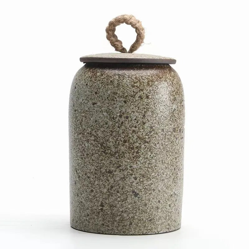 Stylish Ceramic Tea Storage Jar with Lid - Space-Saving Design