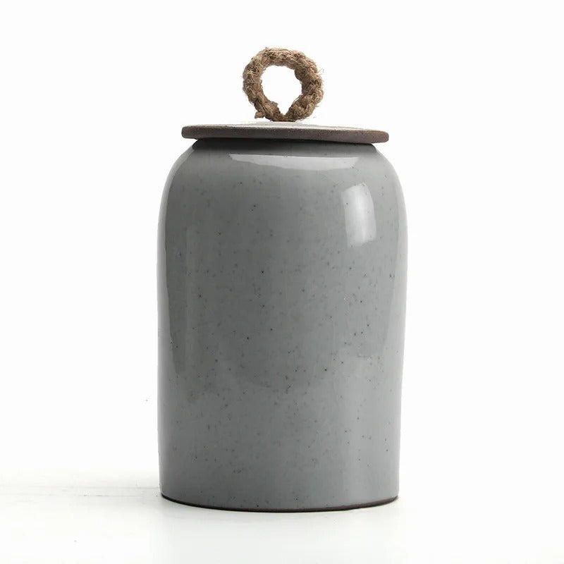 Stylish Ceramic Tea Storage Jar with Lid - Space-Saving Design