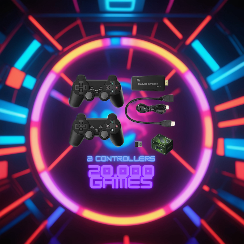 Classic Game Hub 64GB with Dual Controllers - 20,000+ Titles